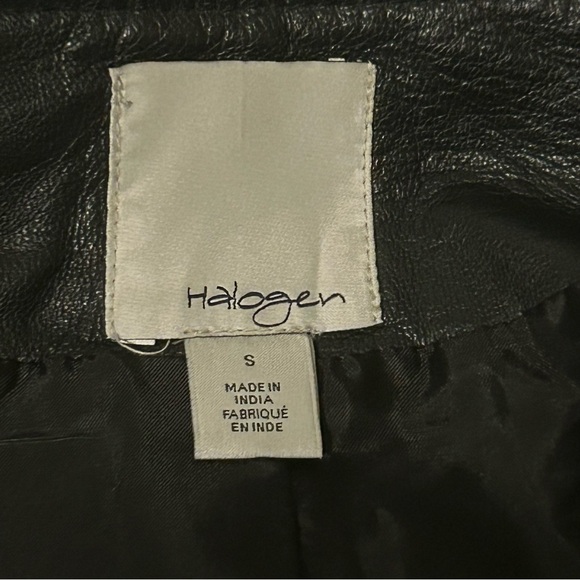 Halogen genuine leather suede black moto jacket size S biker classic minimalist - Picture 6 of 10
